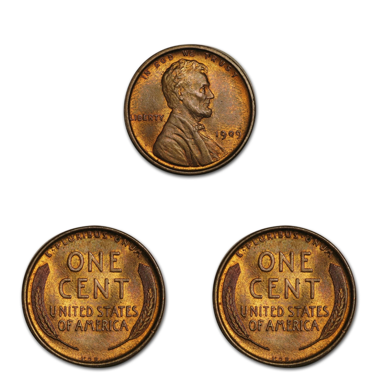 Lot of 3 - Lincoln Wheat Pennies 1909-1958 Circulated US Coins Free Shipping