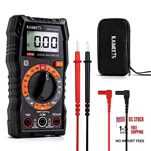 Digital Multimeter with Case, DC AC Voltmeter, Ohm Volt Amp Test Meter KM100