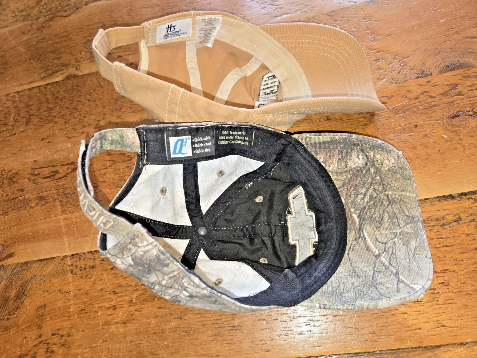 (2) Distressed Chevy Truck Hats, (Velcro Strap Backs) - GM Trademarked (Pair)