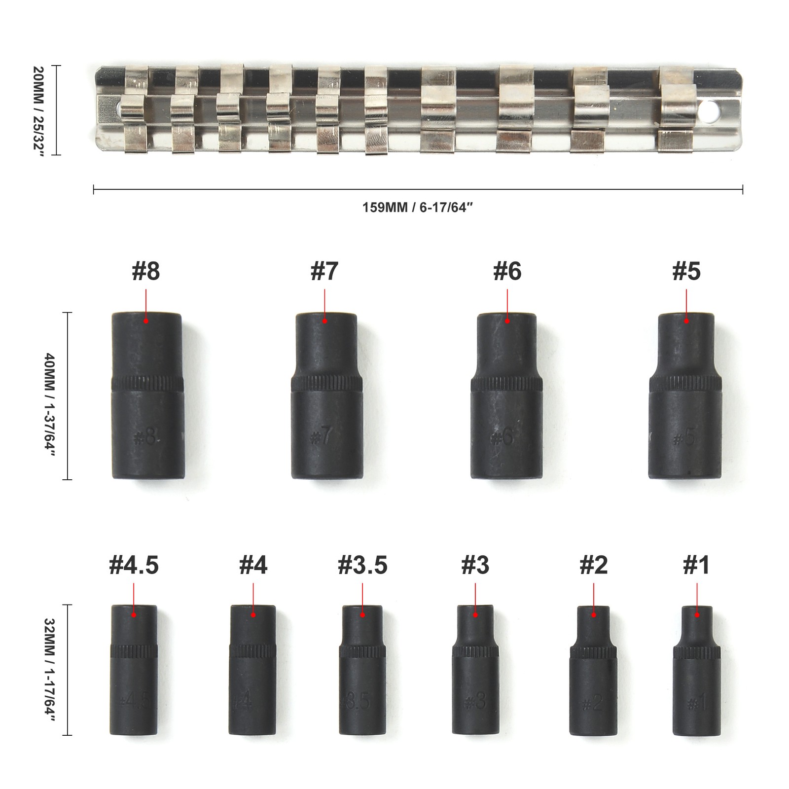 1/4" 3/8"Dr Tap Socket Set Magnetic Tap Holders Kit Set Thread Cutting Tool 10pc