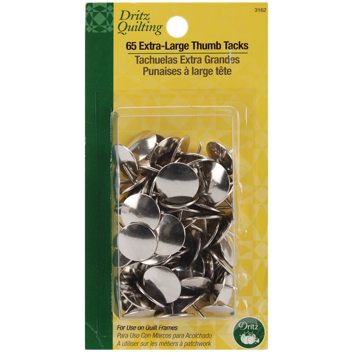 Dritz 3162  Quilting Extra Large Thumb Tacks-.625" 65/Pkg