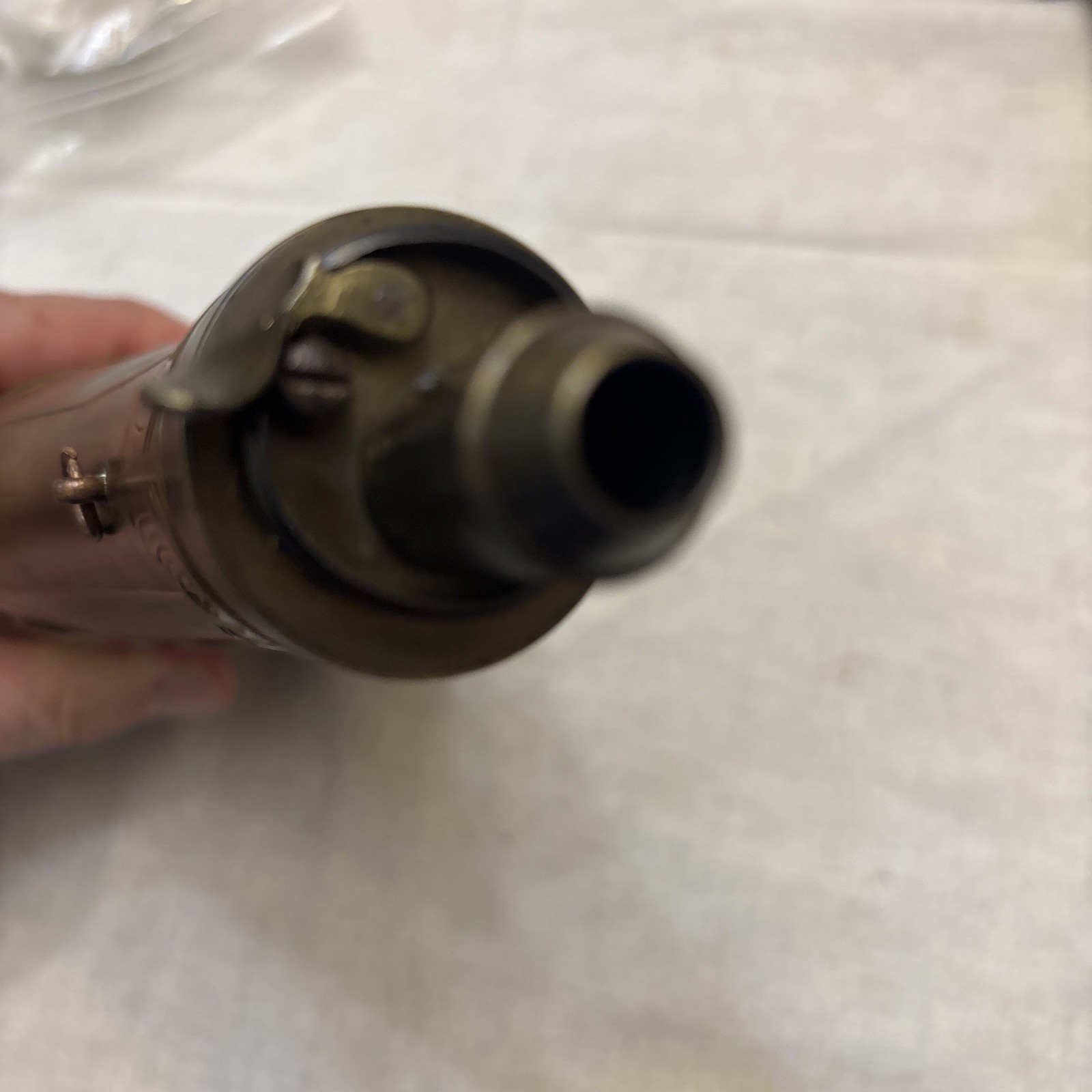 Antique Copper & Brass Black Powder Flask – Floral Shell Embossed
