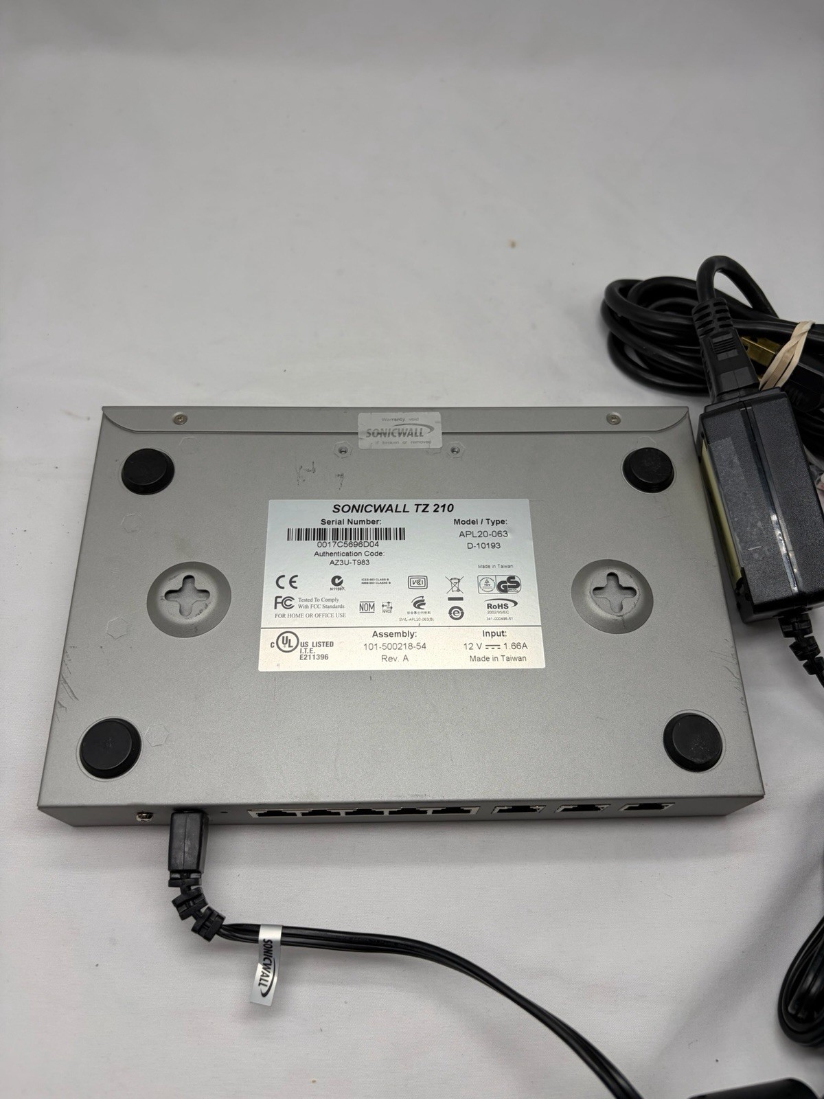 SonicWall TZ 210 Firewall Network Security Appliance APL20-063 w/Adapter