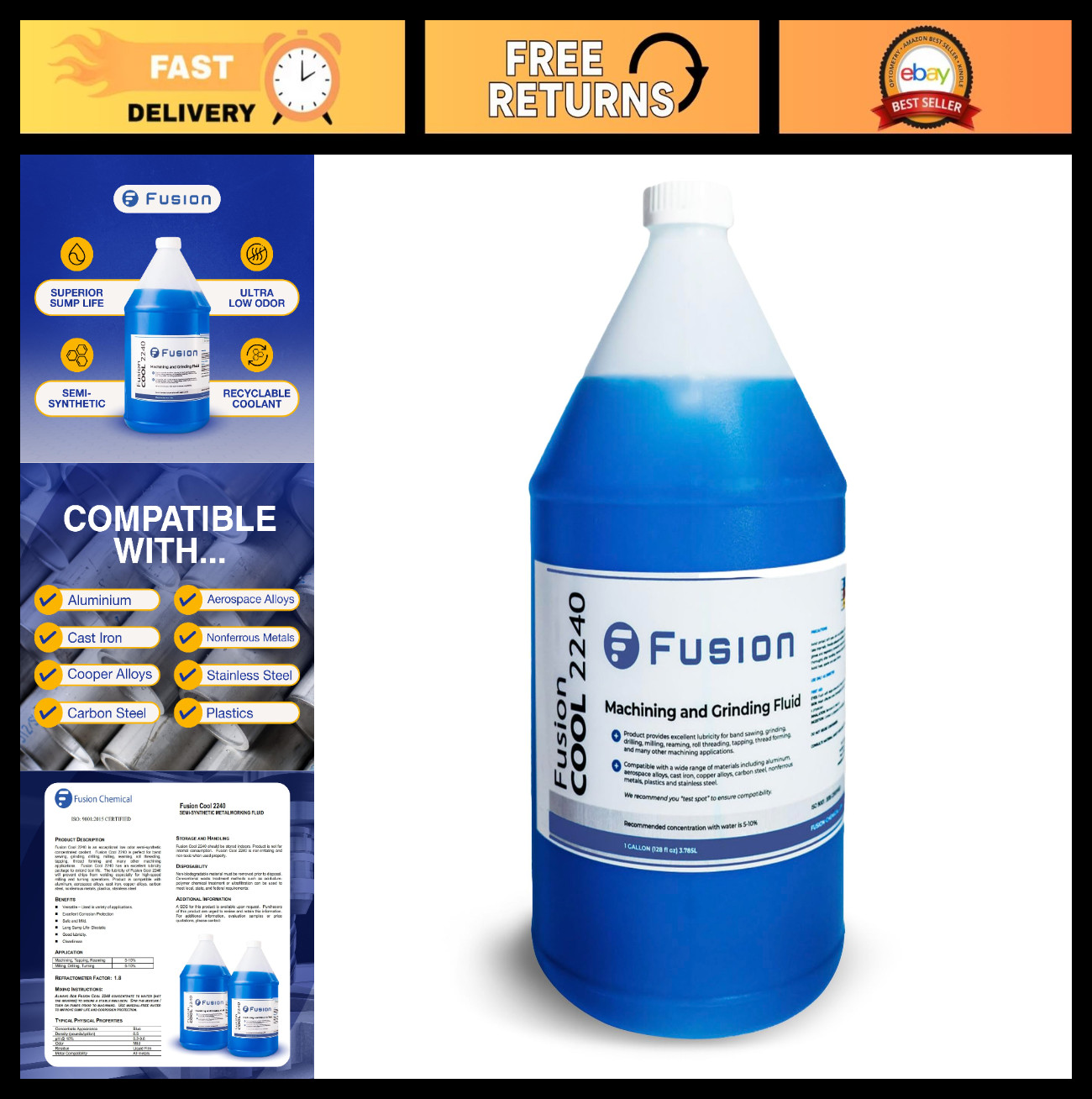 Metal Cutting Oil - Semisynthetic Cutting Fluid for Machine Shops, 1 Gallon, Coo