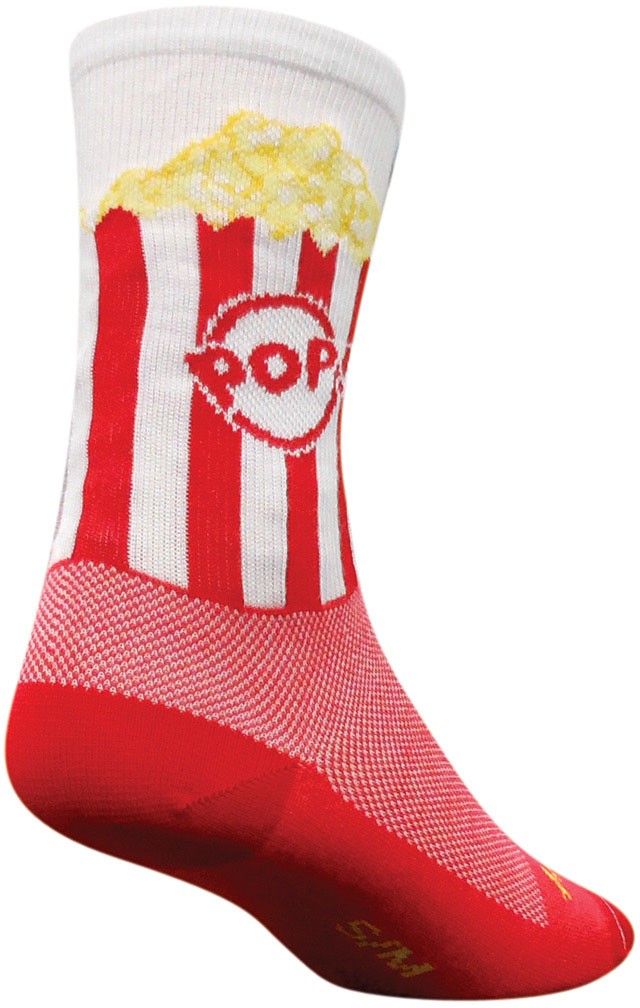 SOCKGUY 6" Crew Popcorn Unisex Lightweight Crew Socks Medium Multicolor