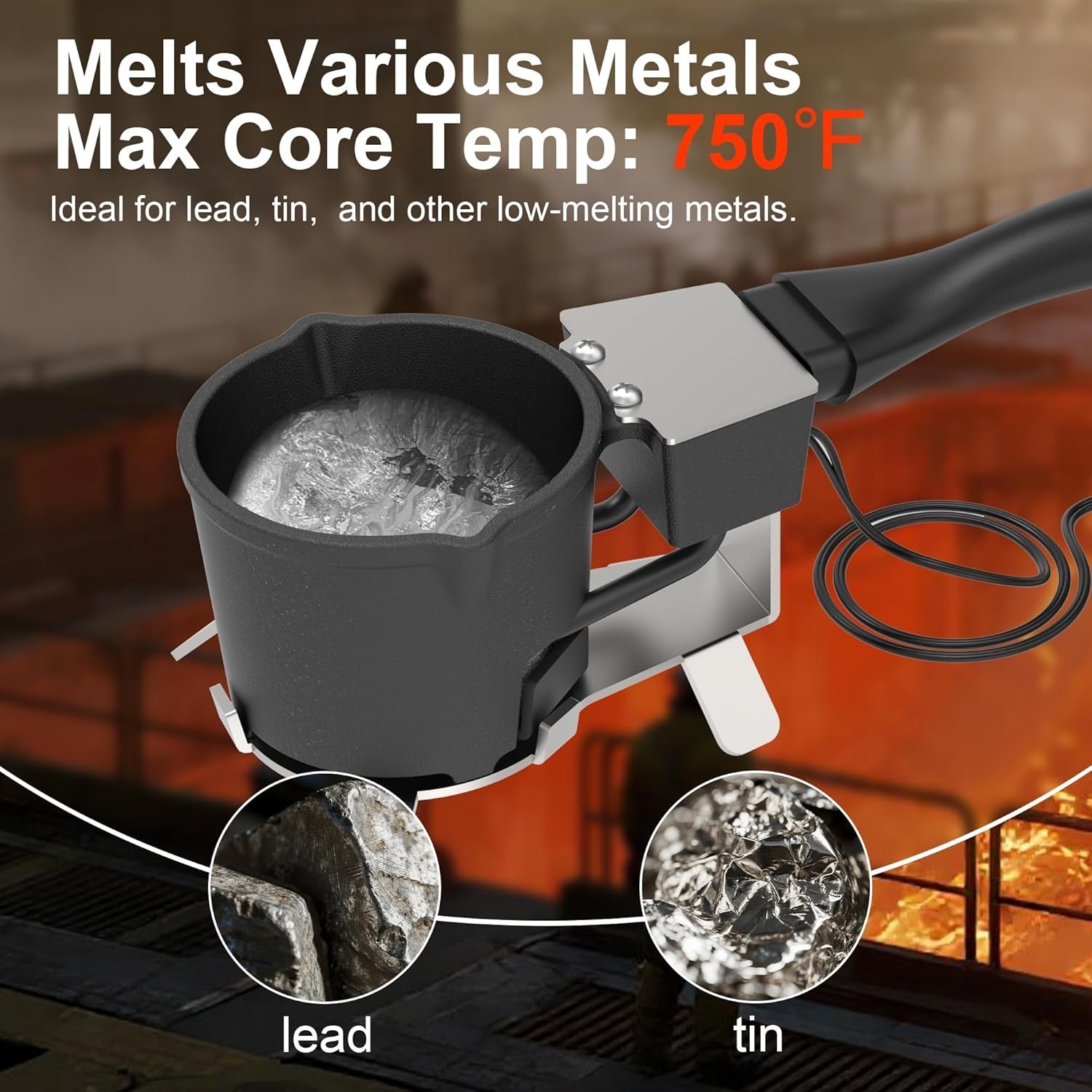 Electric Lead Melting Pot 5lb Capacity Metal Smelter for Fishing Weights & Bu...