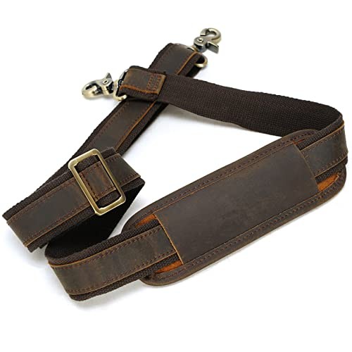 Polare Full Grain Leather Adjustable Replacement Shoulder Strap with Dark Brown