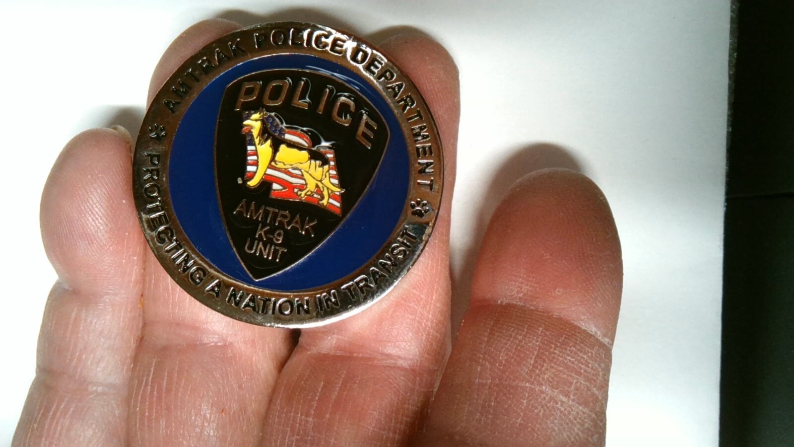 CHALLENGE COIN AMTRAK POLICE DEPARTMENT K-9 UNIT EXPLOSIVE DETECTION TEAM CANINE
