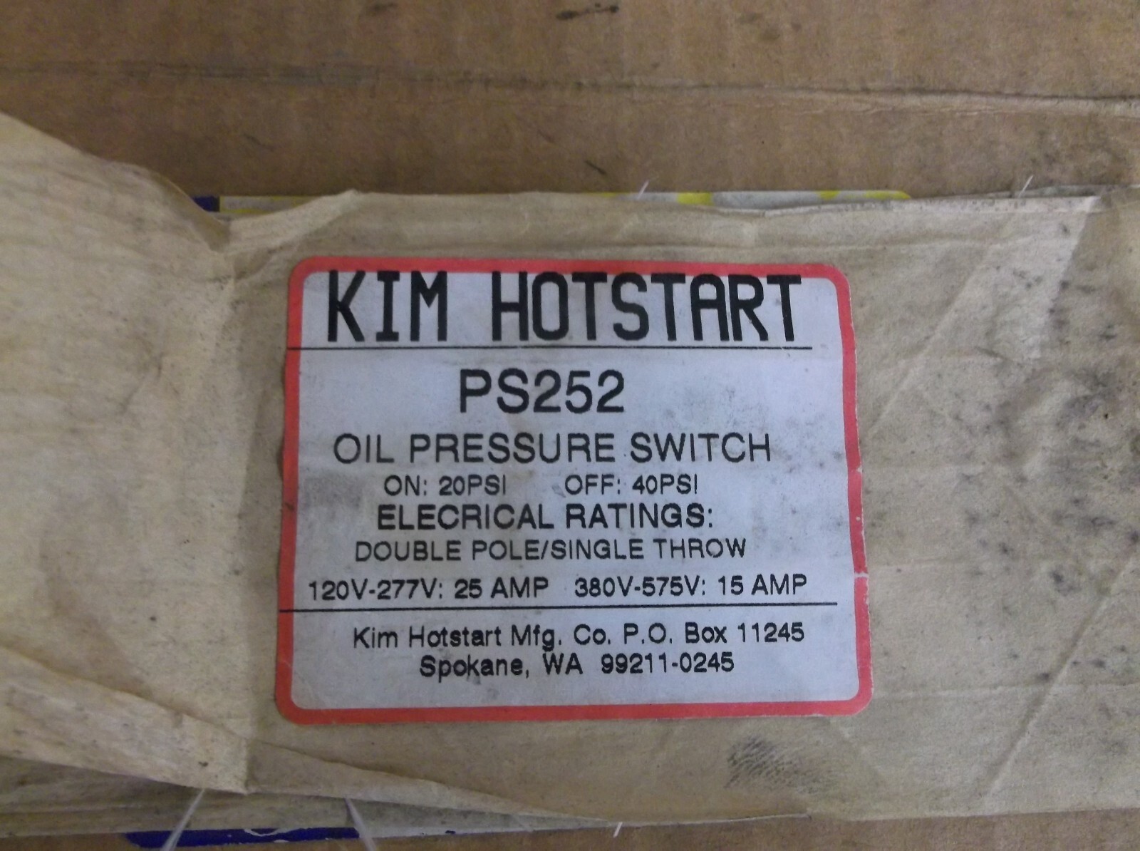 Kim Hotstart PS252 Oil Pressure Switch