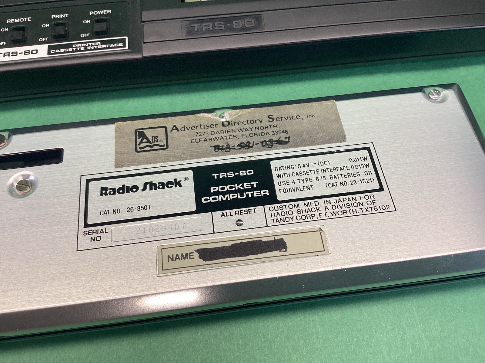 Radio Shack TRS-80 Printer/Cassette Interface UNTESTED