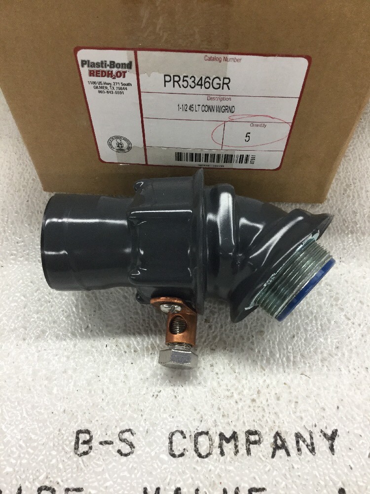 PLASTIBOND PR5346GR 1-1/2" 45 Degree Grounding Connector Fittings (Box of 5)