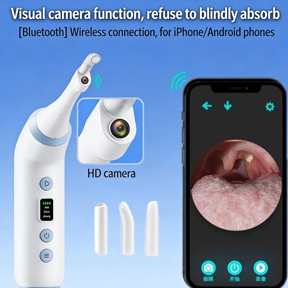 Rechargeable Electronic Tonsil Stone Remover Kit 3 Suction Levels with LED Light