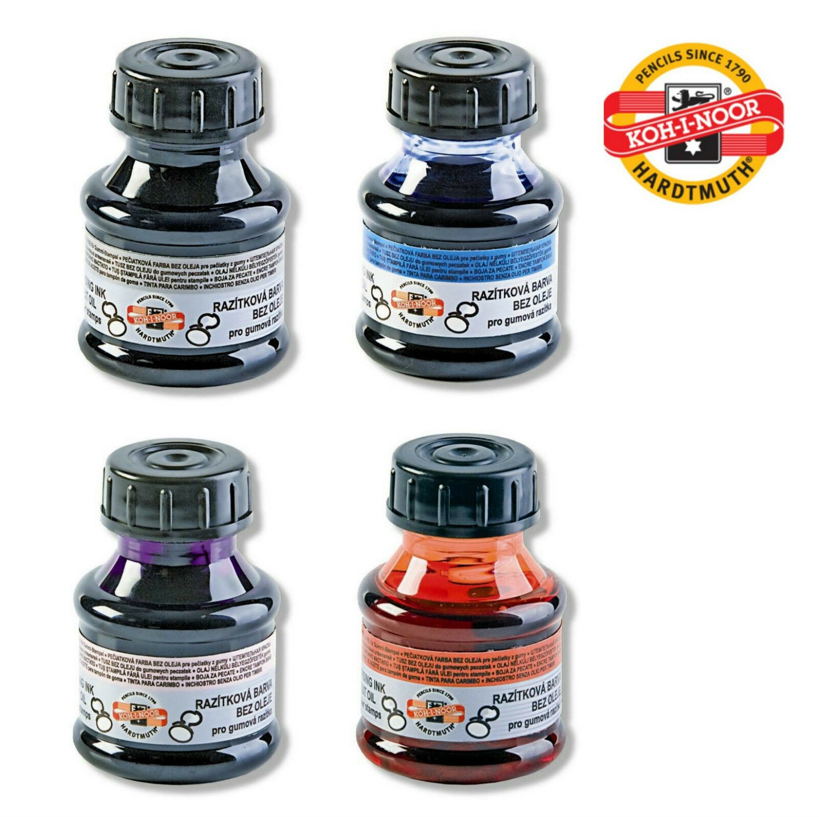 Rubber Stamp Pad Endorsing Ink Refill Black Red Blue Violet Desk KOH-I-NOOR 50g