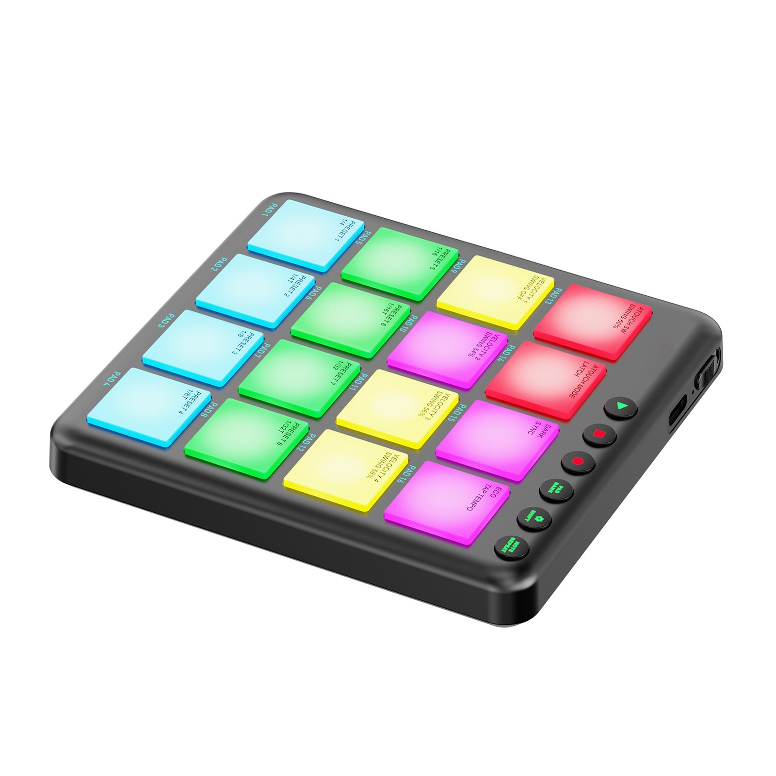 MIDI Controller 16 Key Dynamic RGB Pad BT Wireless MIDI Pad Rechargeable Po XPAT