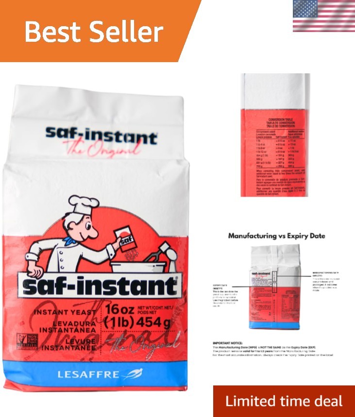 Reliable 16 Ounce Instant Yeast Red by SAF - Perfect for All Baking Needs