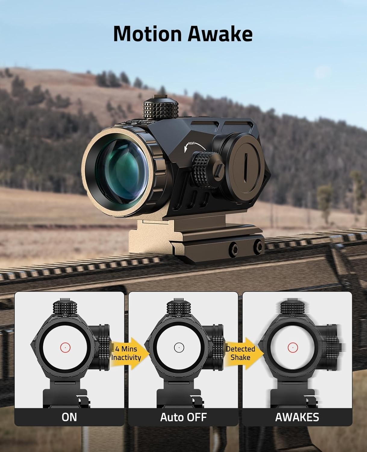 CVLIFE 3x Compact Prism Scope with Motion Awake Technology 2 Height Options