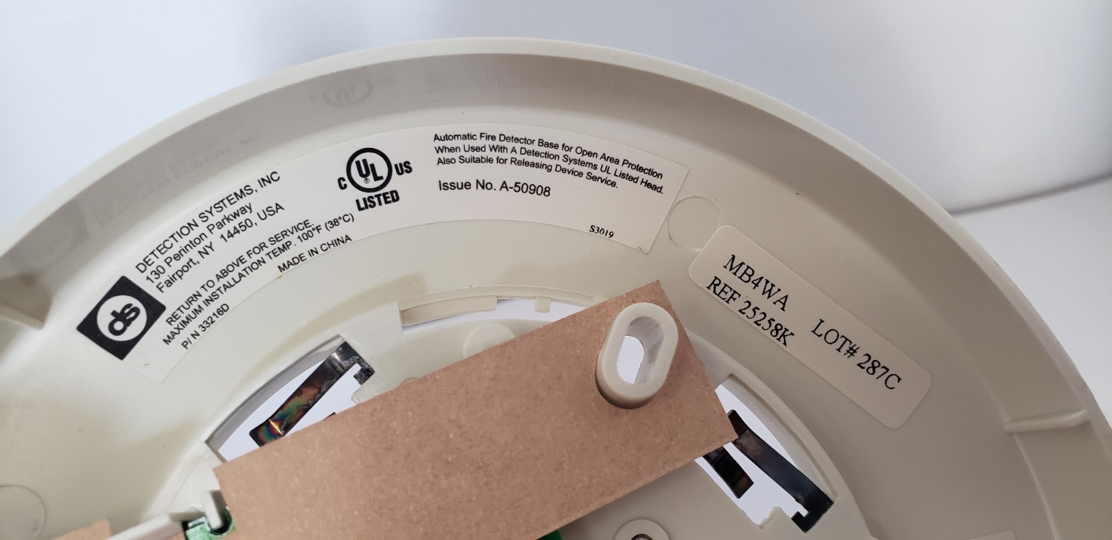 DETECTION SYSTEMS MB4WA 4-WIRE SMOKE DETECTOR BASE, NIB