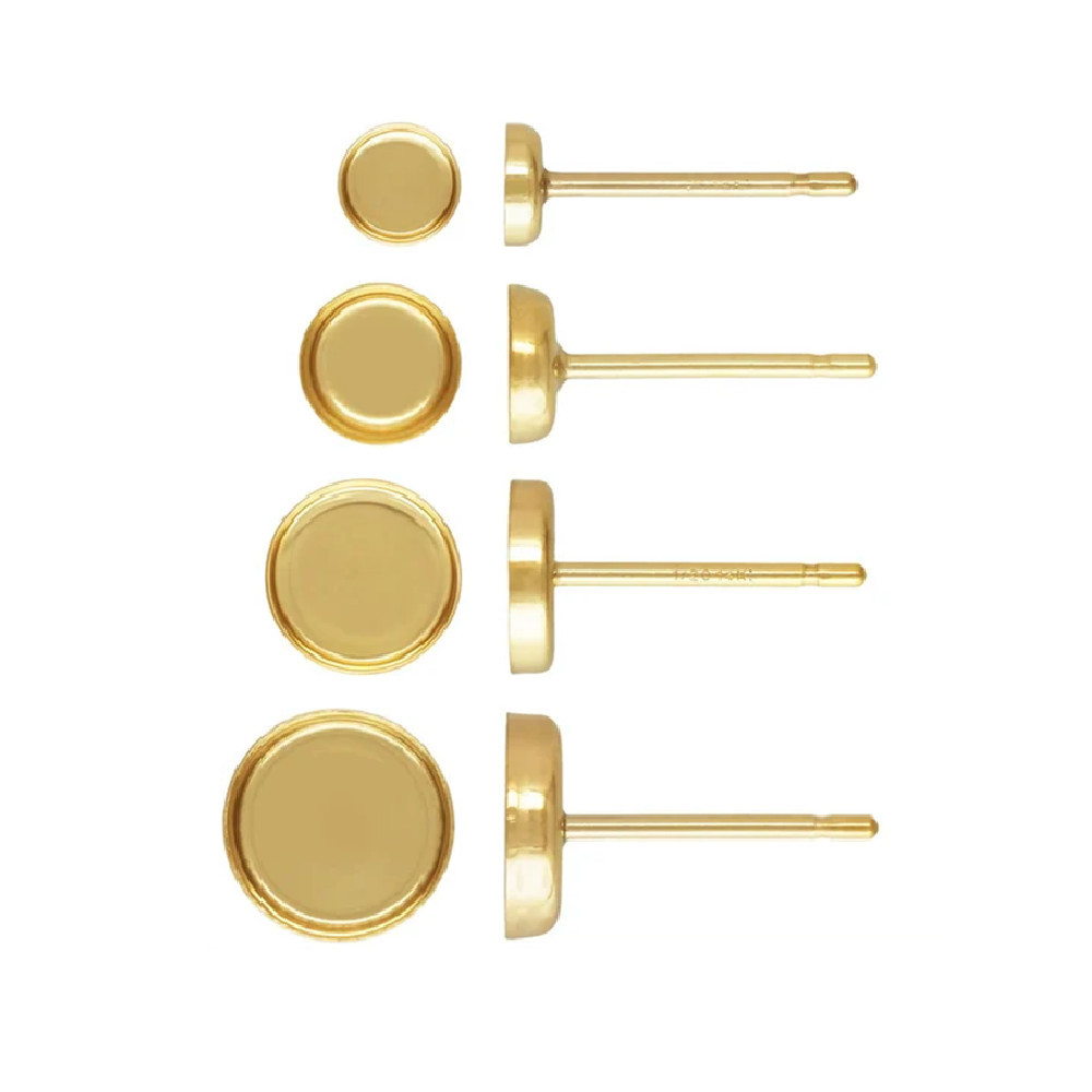 14K Gold Filled Round Bezel Cup Post Earring for 3mm 4mm 5mm 6mm Stone