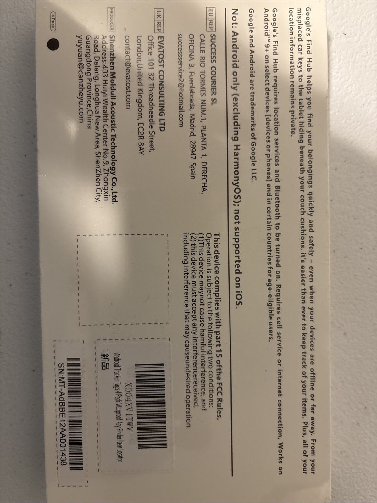 RAYKIT Air Tags for Android - 4 Pack, Google Find Hub Tracker Tags - SEALED BOX