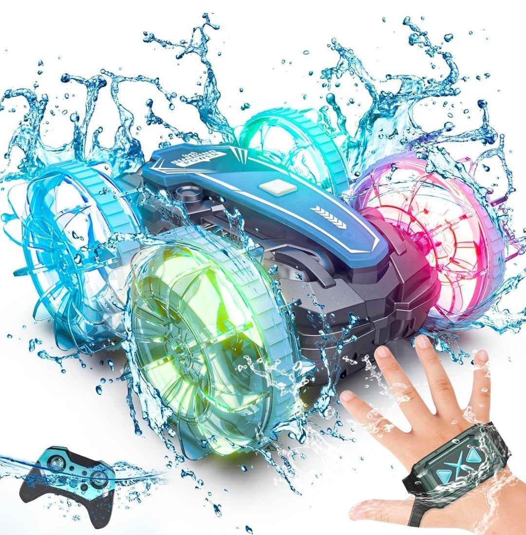 Amphibious Remote Control Car-Boat 4WD RC Stunt Car With LED Light