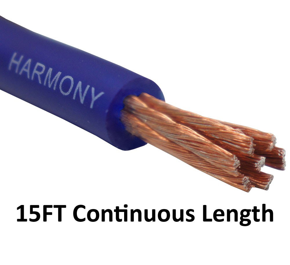 Harmony Audio 4 Gauge 4GA Car Stereo Matte Blue Power Cable Amp Wire - 15 FT