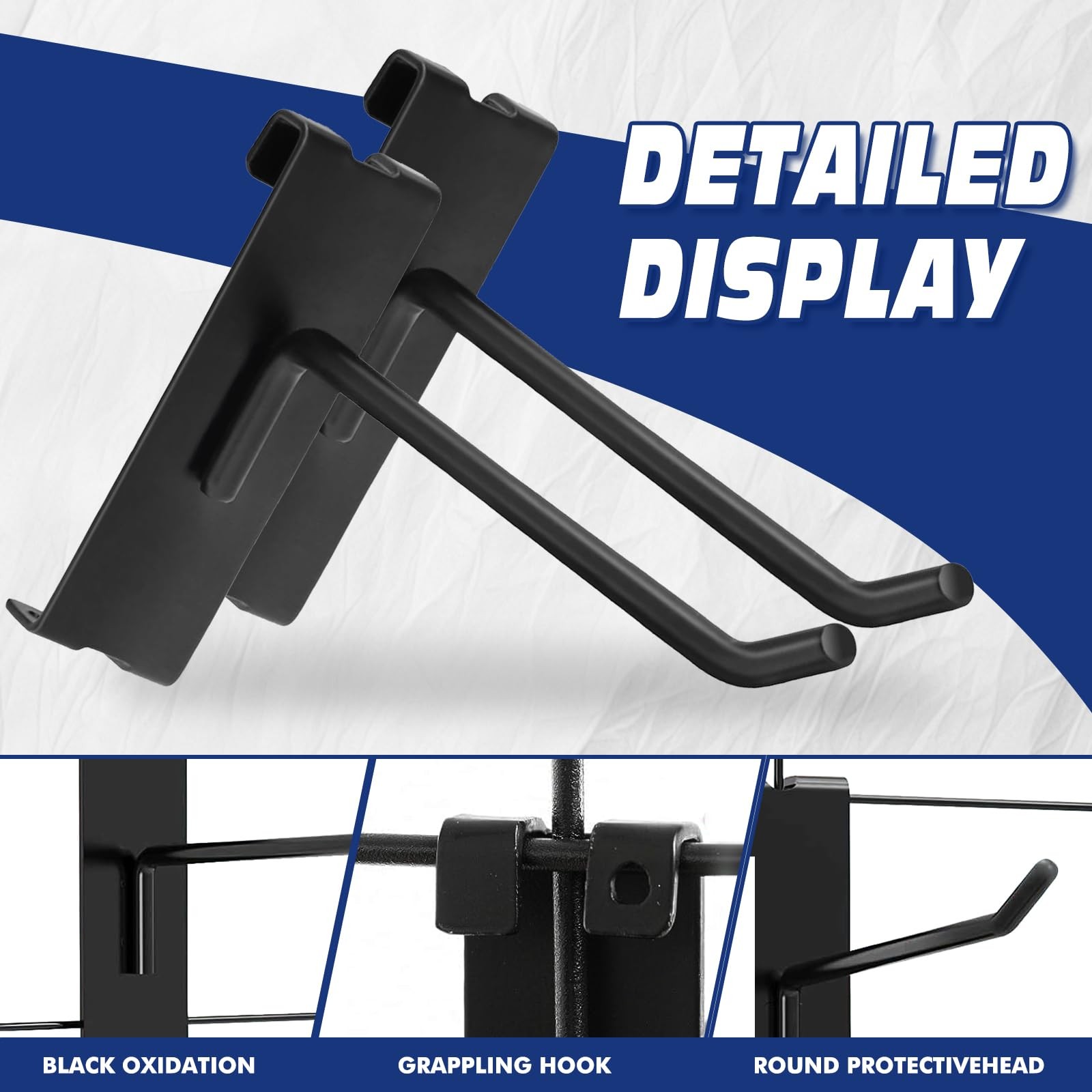 20 Pack 4" Black Grid Wall Hooks Grid Panel Hooks for Retail Home Garage