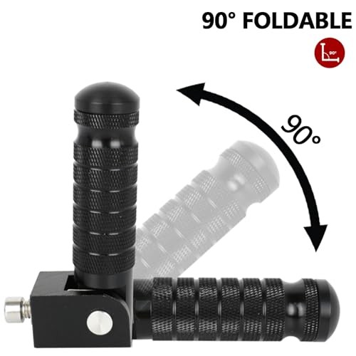 Motorcycle M8 Universal Foot Pegs CNC Foldable & Anti-Skid 90 Degree Black