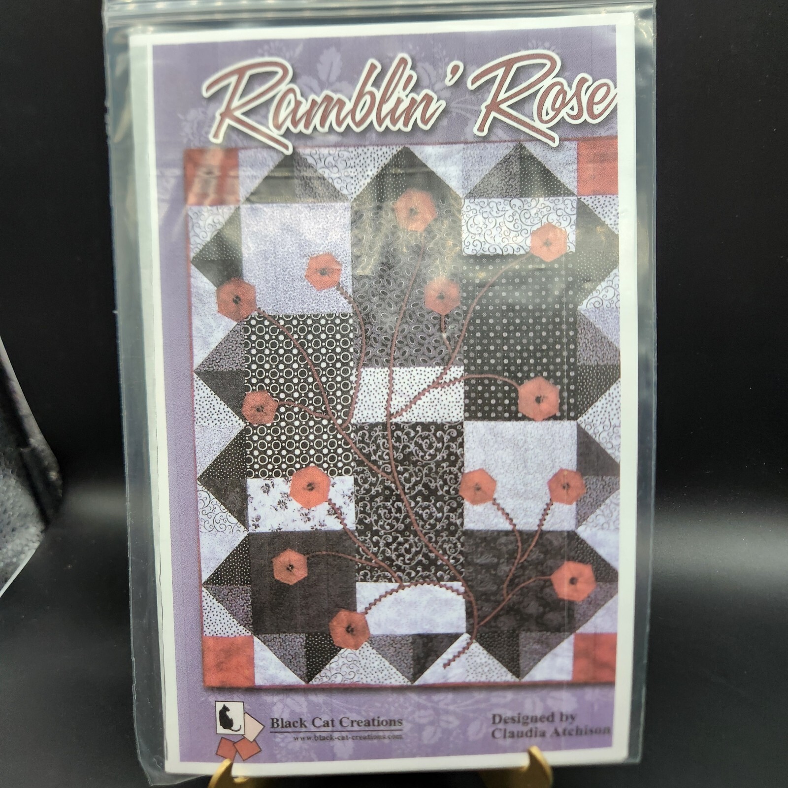 Ramblin' Rose Quilt Pattern by Claudia Atchinson Black Cat Creations 48"x60"