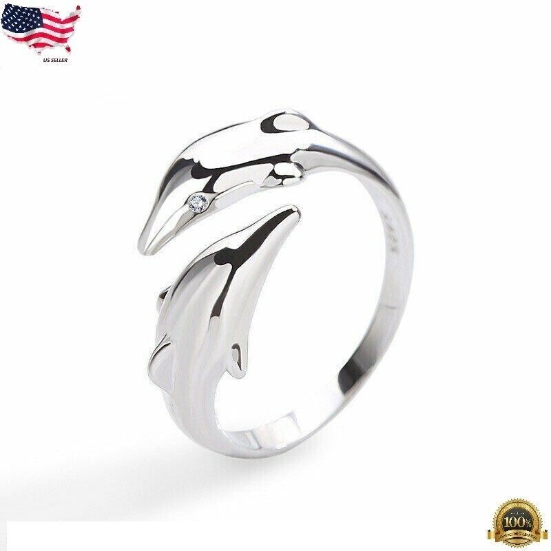 Silver Love Heart Feather Knuckle Ring Open Zircon Ring Women Adjustable Hot