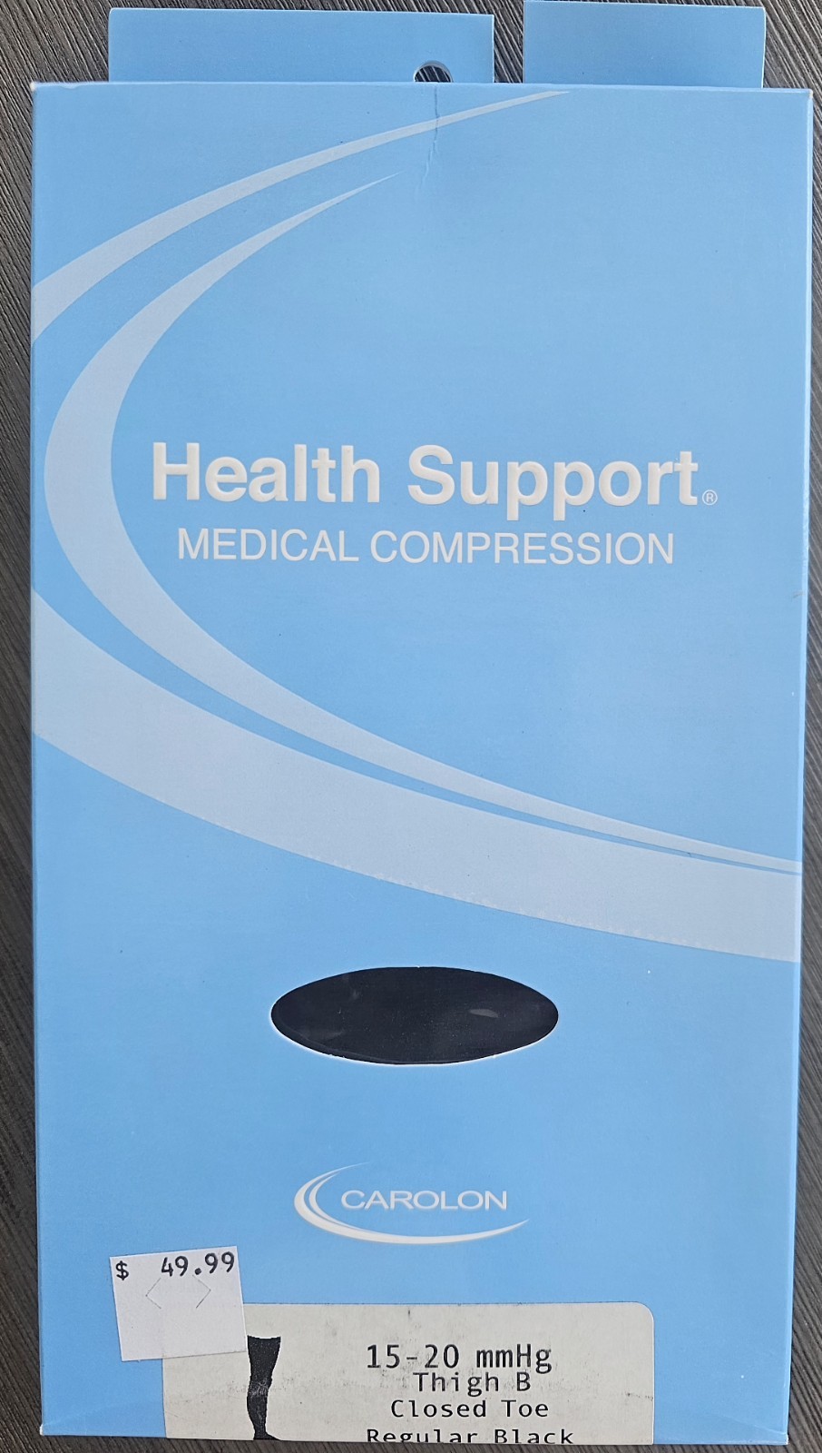 Carolon Health Support Thigh B High CT  Compression Stocking Reg Black 15-20mmH