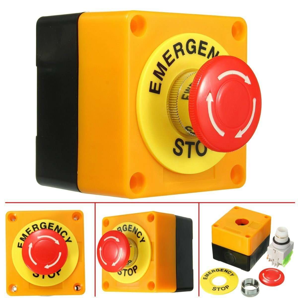 mxuteuk 22mm 2NC Red Mushroom Emergency Stop Push Button Switch Estop AC 660V