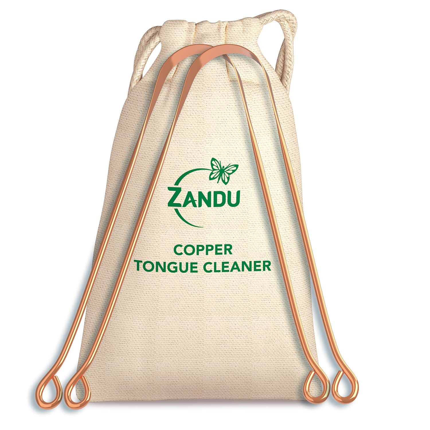 Zandu Copper Tongue Scraper (Pack of 2) :Tongue Cleaner for 2.0 Count,