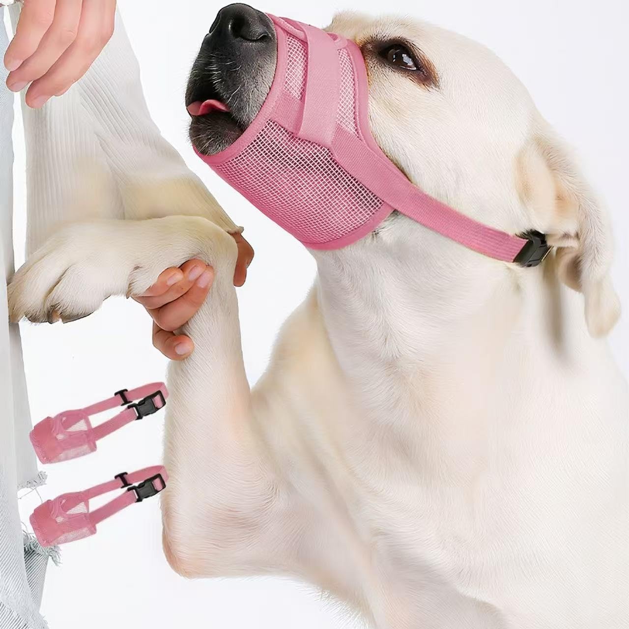 Dog Muzzle 2 Pack Breathable Mesh Adjustable No Bite Grooming Training Walking