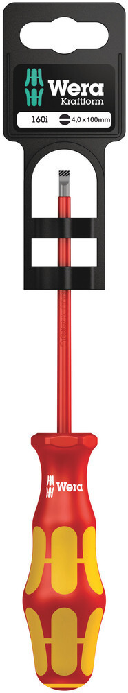 Wera 100003, 160 i SB VDE Insulated Screwdriver for Slotted Screws, 0.8x4x100 mm