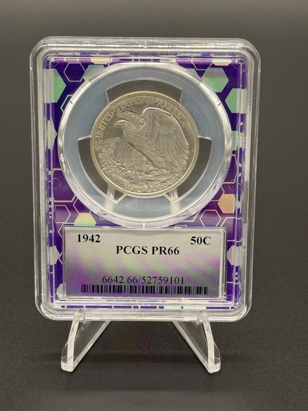 1942 Proof Walking Liberty Silver Half Dollar - PCGS PR 66