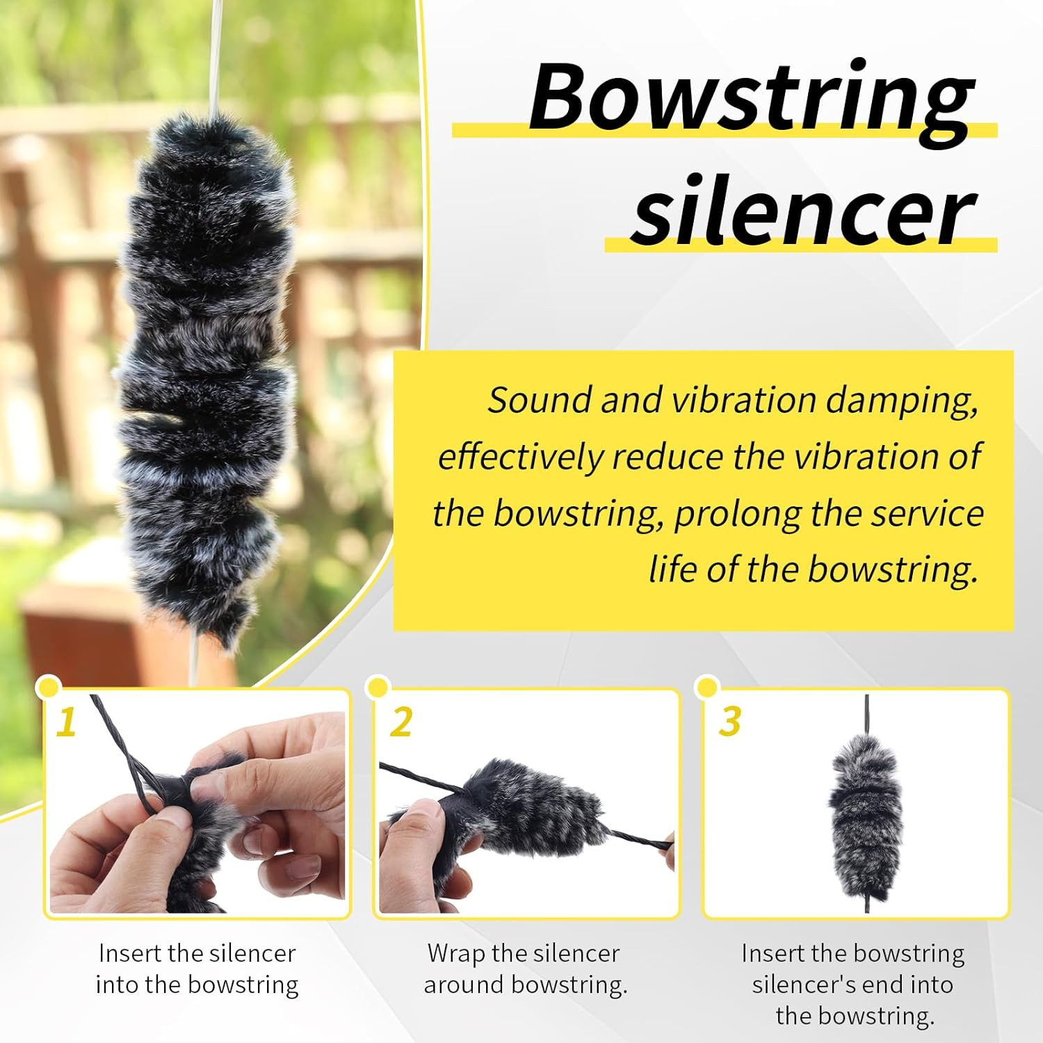 Recurve Bow String Silencers Kit with Limb Dampeners, Fur Arrow Rest & Splitter