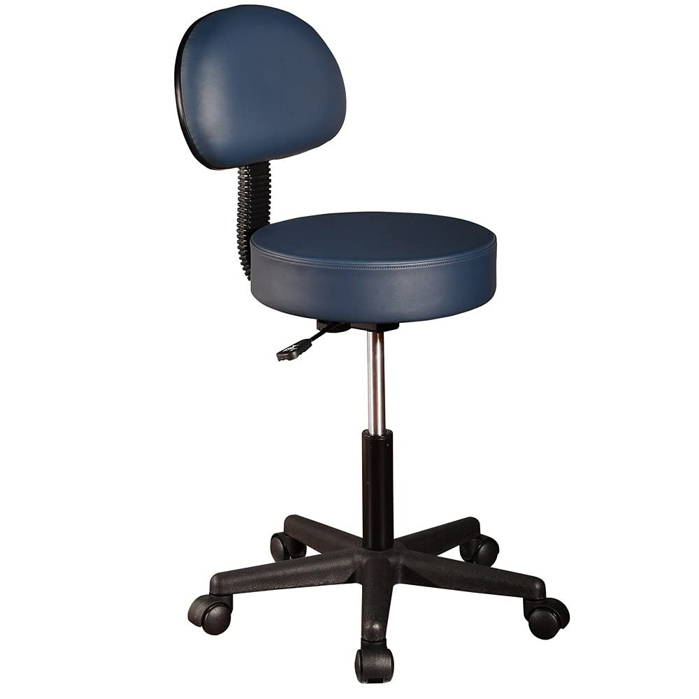 Royal Blue Pneumatic Rolling Massage Stool with Backrest for Comfort