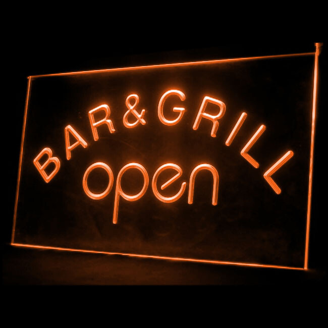 110023 Bar & Grill OPEN Beer Cafe BBQ Display LED Light Neon Sign
