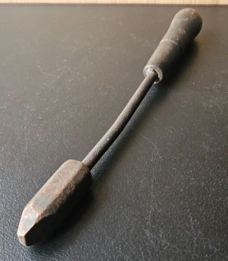 VINTAGE LUTZ FILE CO. WOOD HANDLE COPPER BLOCK TIP. SOLDERING IRON.