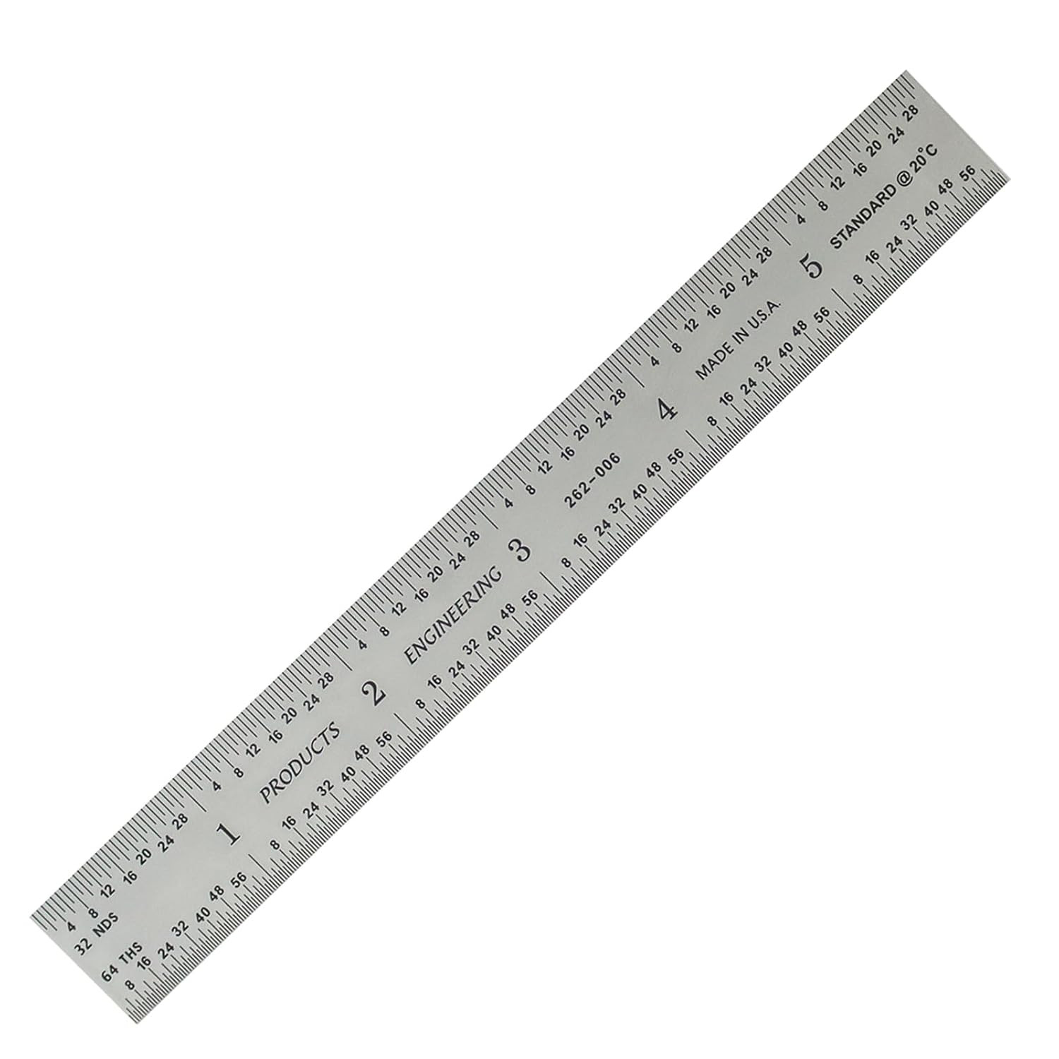 6" Machinist Metal Ruler, Satin Chrome Tempered Stainless Steel, USA Made