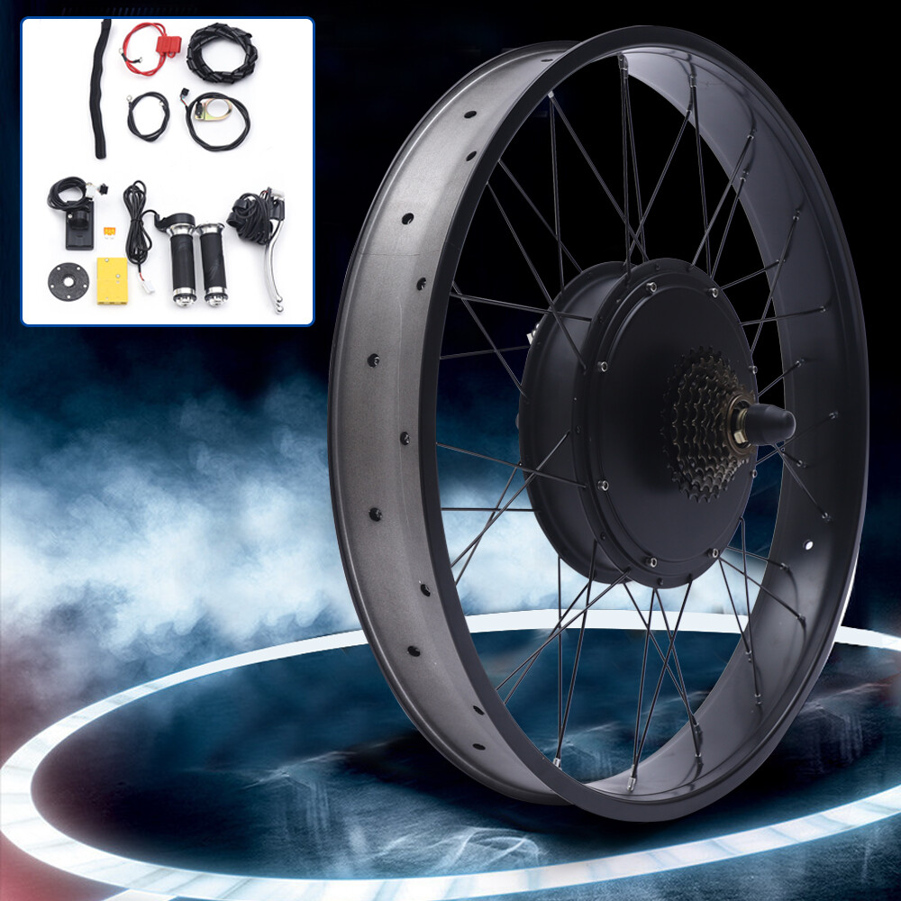 26" Rear Hub Motor LCD E-Bike Electric Bicycle Conversion Kit Fat Tire 48V 1500W