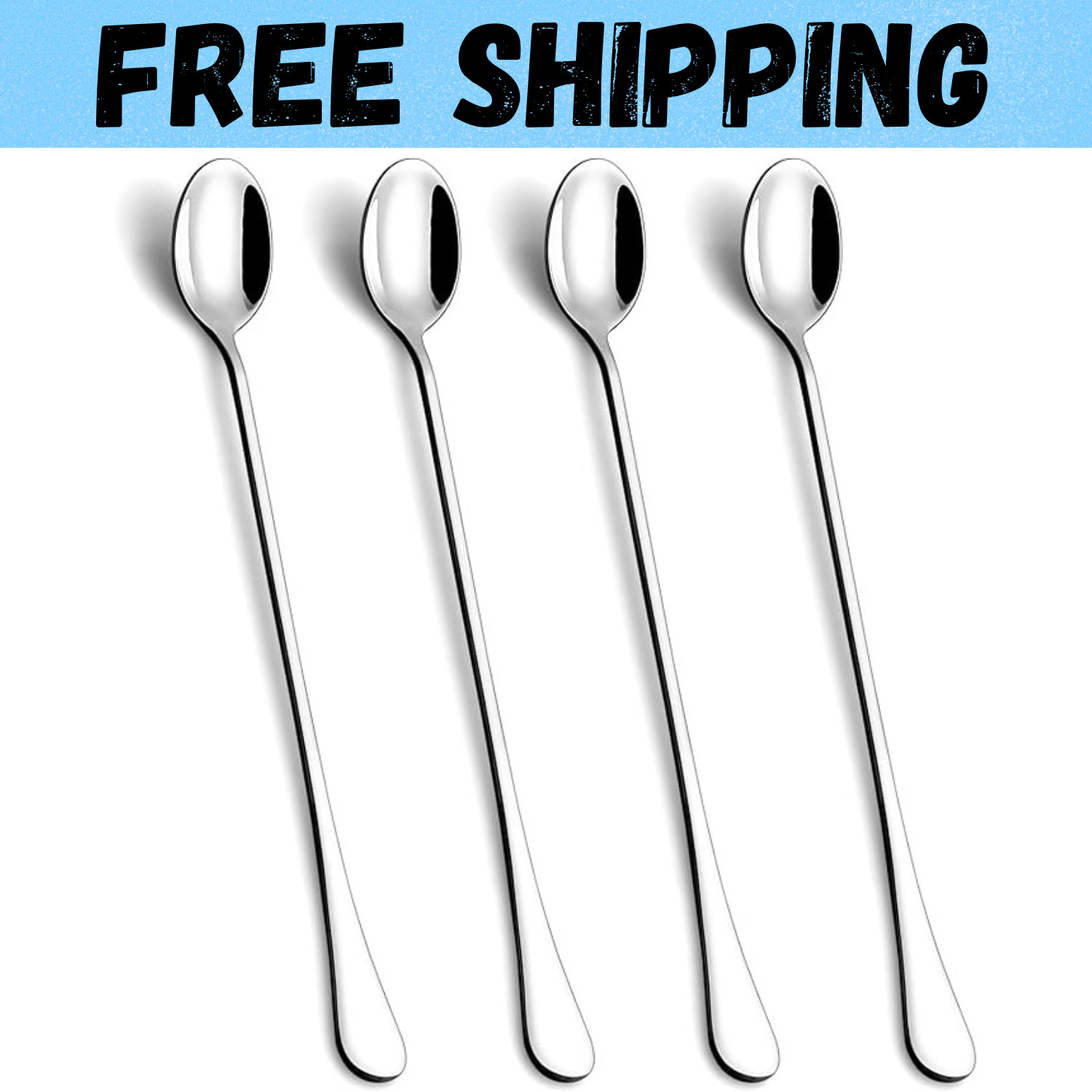 9.5-Inch Long Handle Spoon, Ice Tea Spoons, Ice Cream Spoon, Long Coffee Spoons,