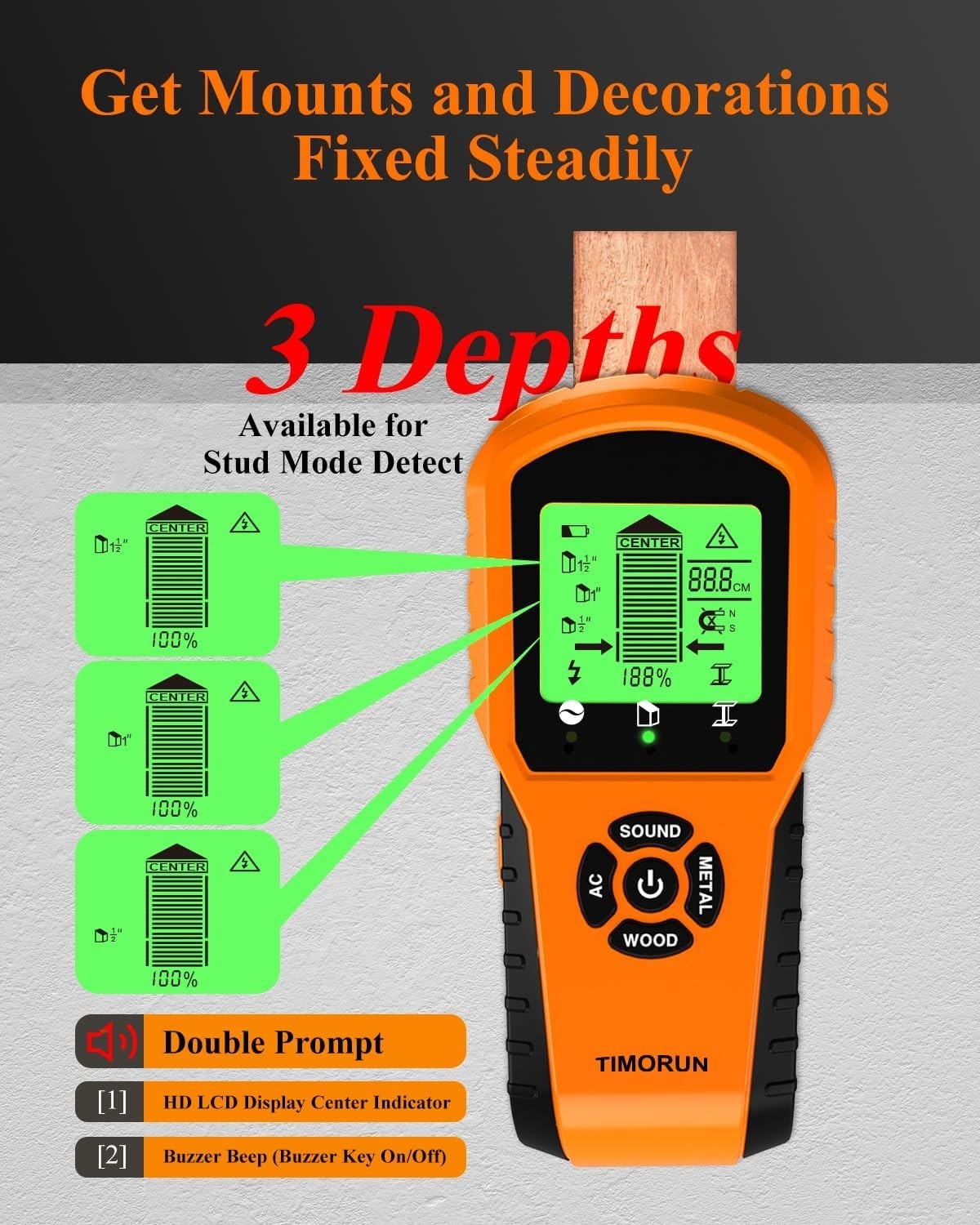 Stud Finder Wall Scanner, 6 in 1 Upgraded Wall Stud Finder Scanner Tool for D...
