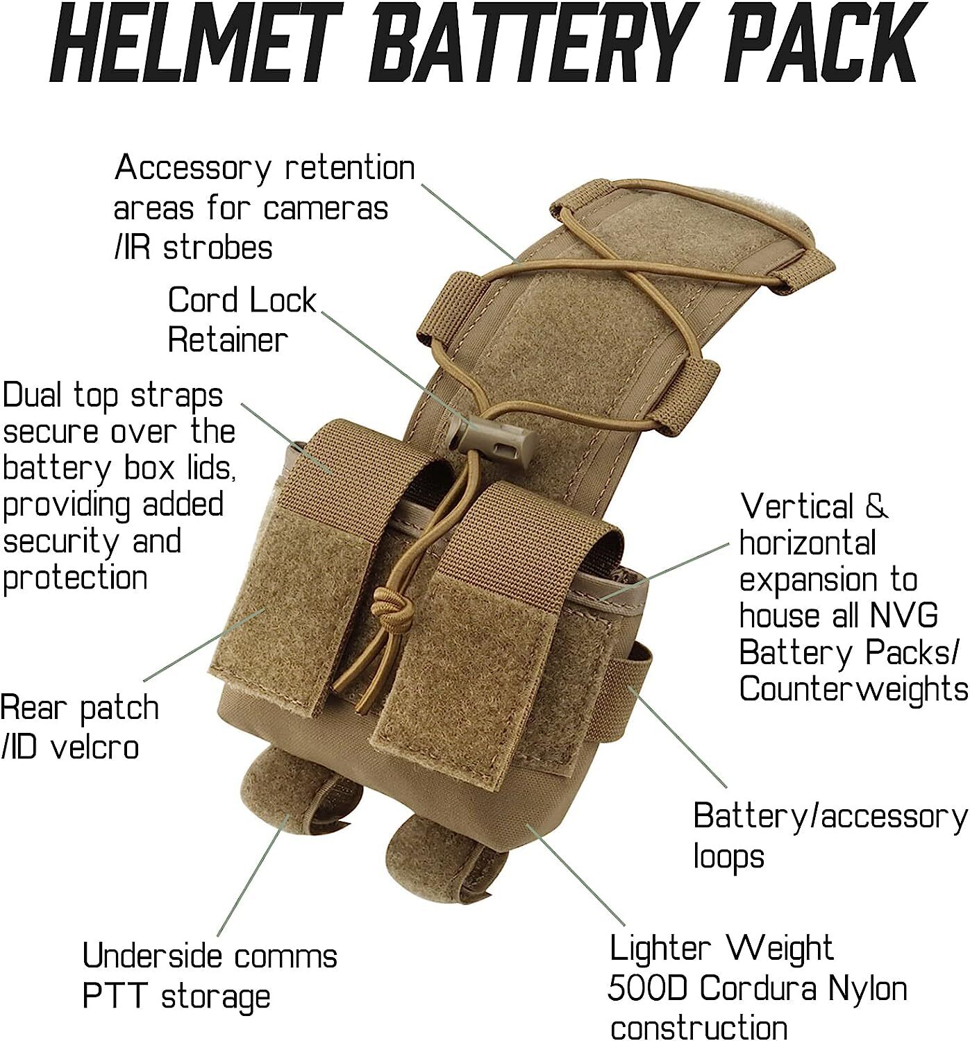 Tactical Helmet MK2 Battery Pouch Counterweight Balance Pack for Hunting Airsoft
