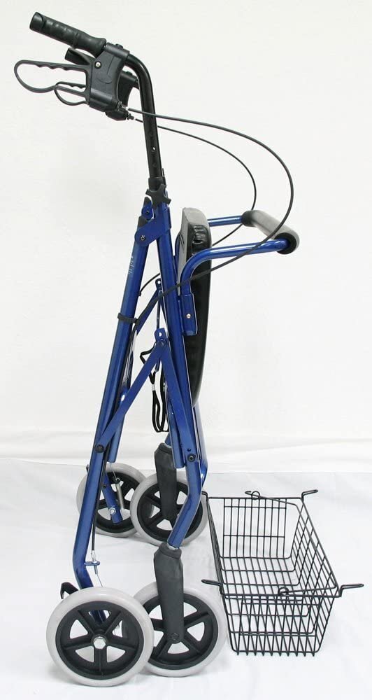Karman Healthcare R-4700W-BL Extra Wide Steel Rollator, Blue, 8" Heavy Duty...