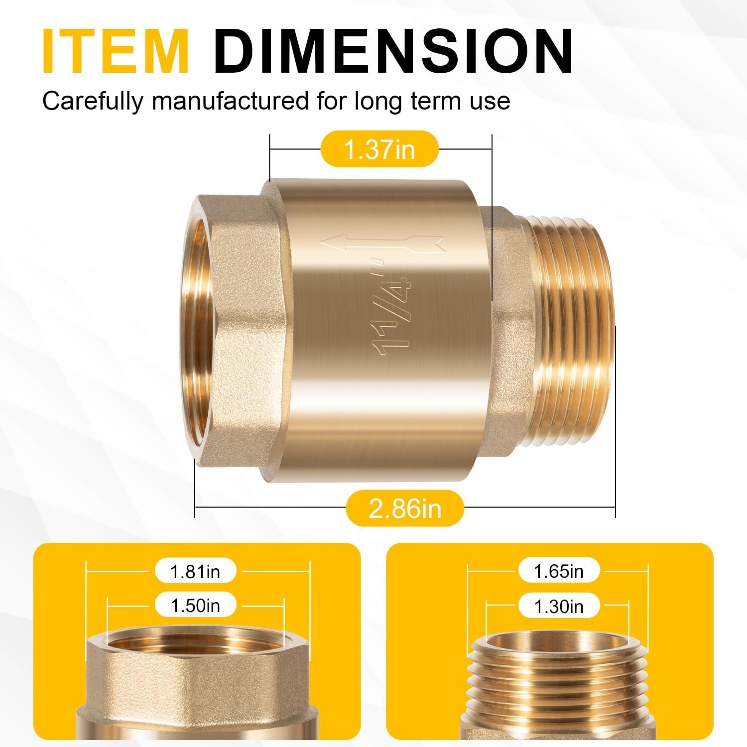 1-1/4" Brass One Way Check Valve NPT for Well Pump Irrigation Water System