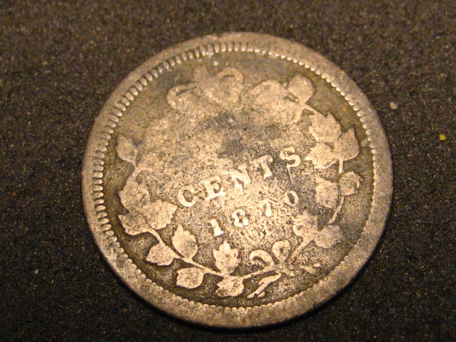 1870 Canadian 5 Cent Silver Flat Rim