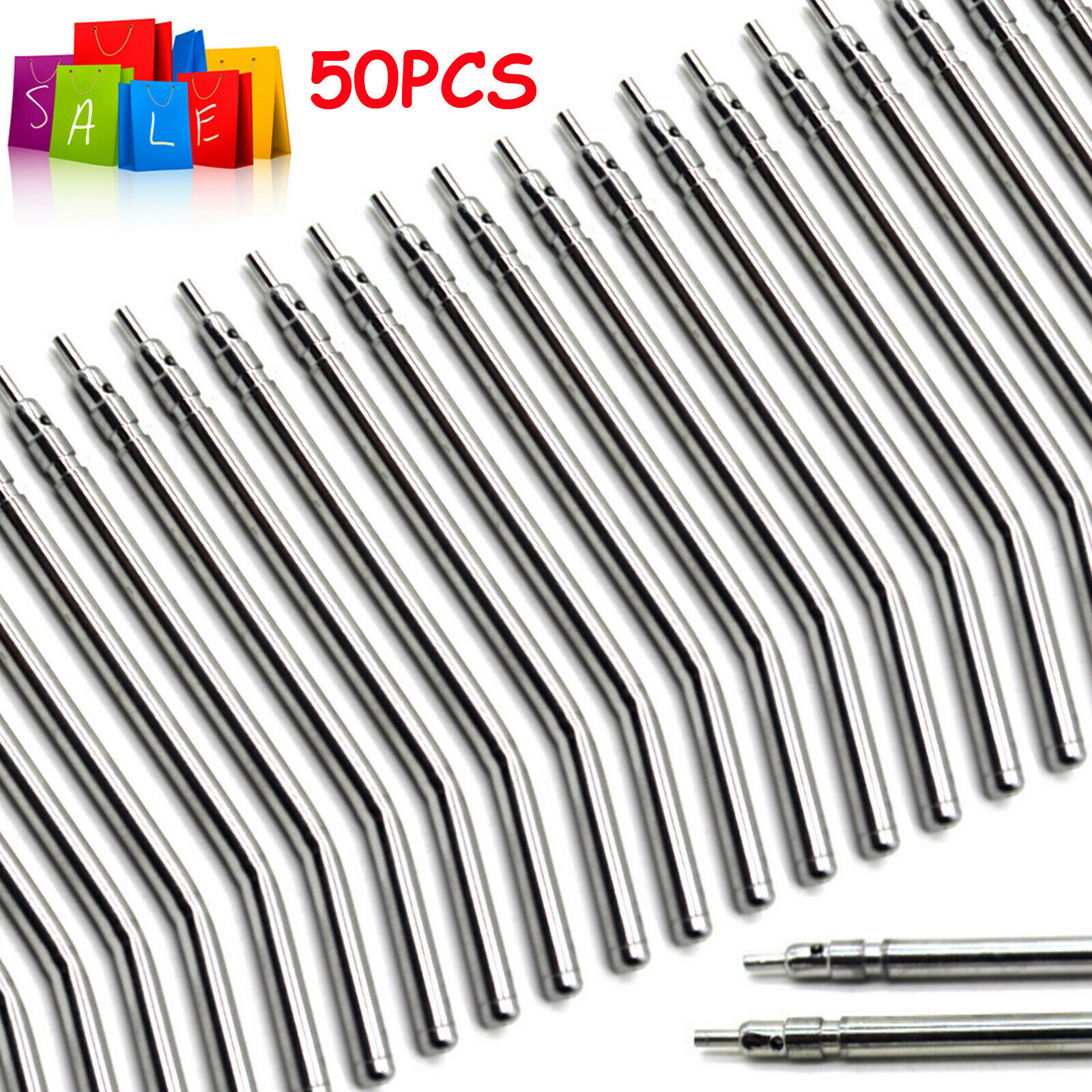 50Pcs Dental Air Water Spray Triple Syringe Autoclavable Nozzles/Tips/Tubes PG50