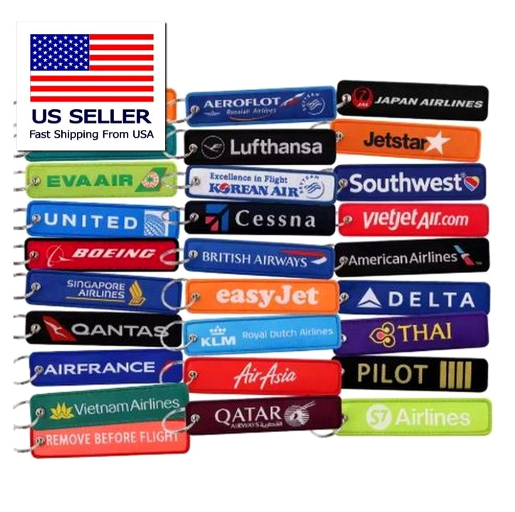 AIRLINE KEY CHAIN TAG DELTA UNITED KLM FLIGHT CREW LUGGAGE KEYRING AVIATION GIFT