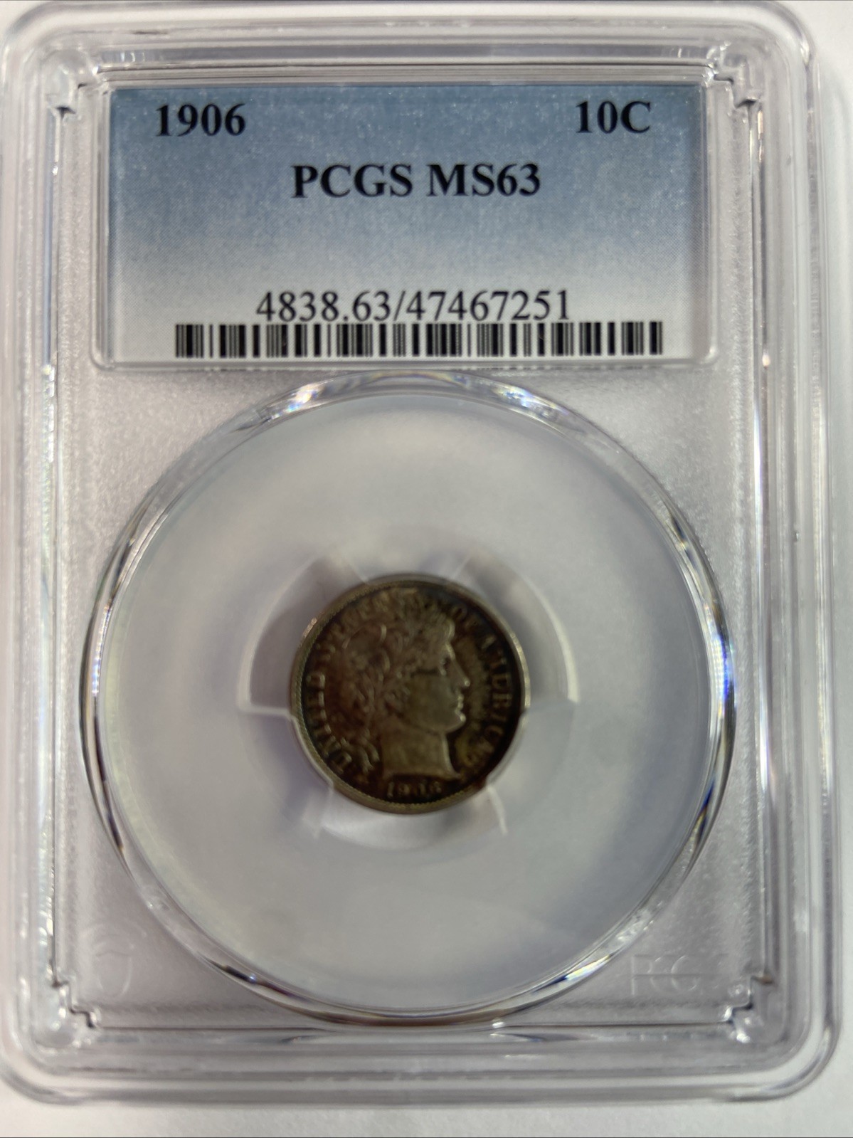 1906-P Barber Dime PCGS MS63
